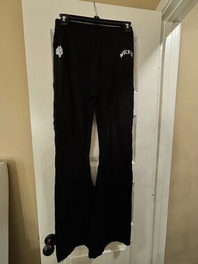 Darc Sport Black Stretch Flared Leggings with Wolves Logo